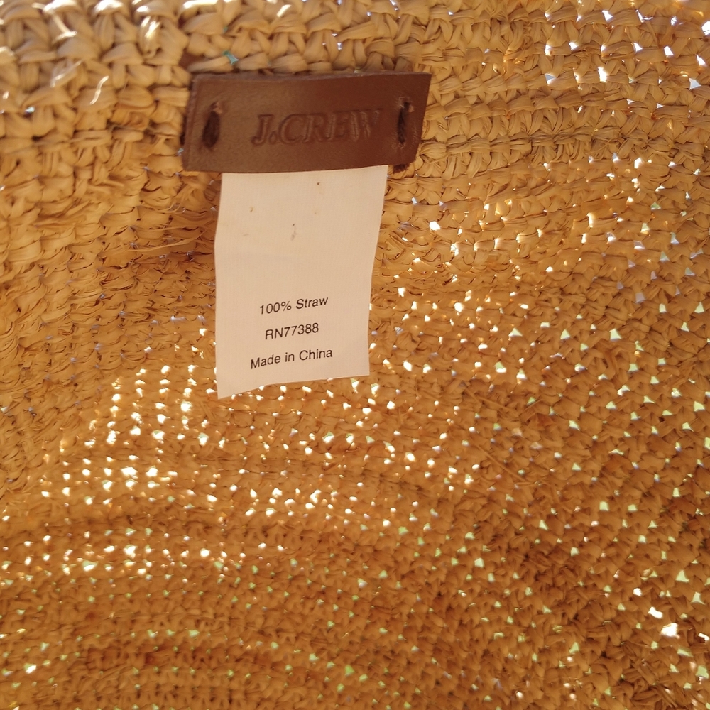 J. Crew Straw Market Basket Woven Wicker Sequins - Picture 5 of 6
